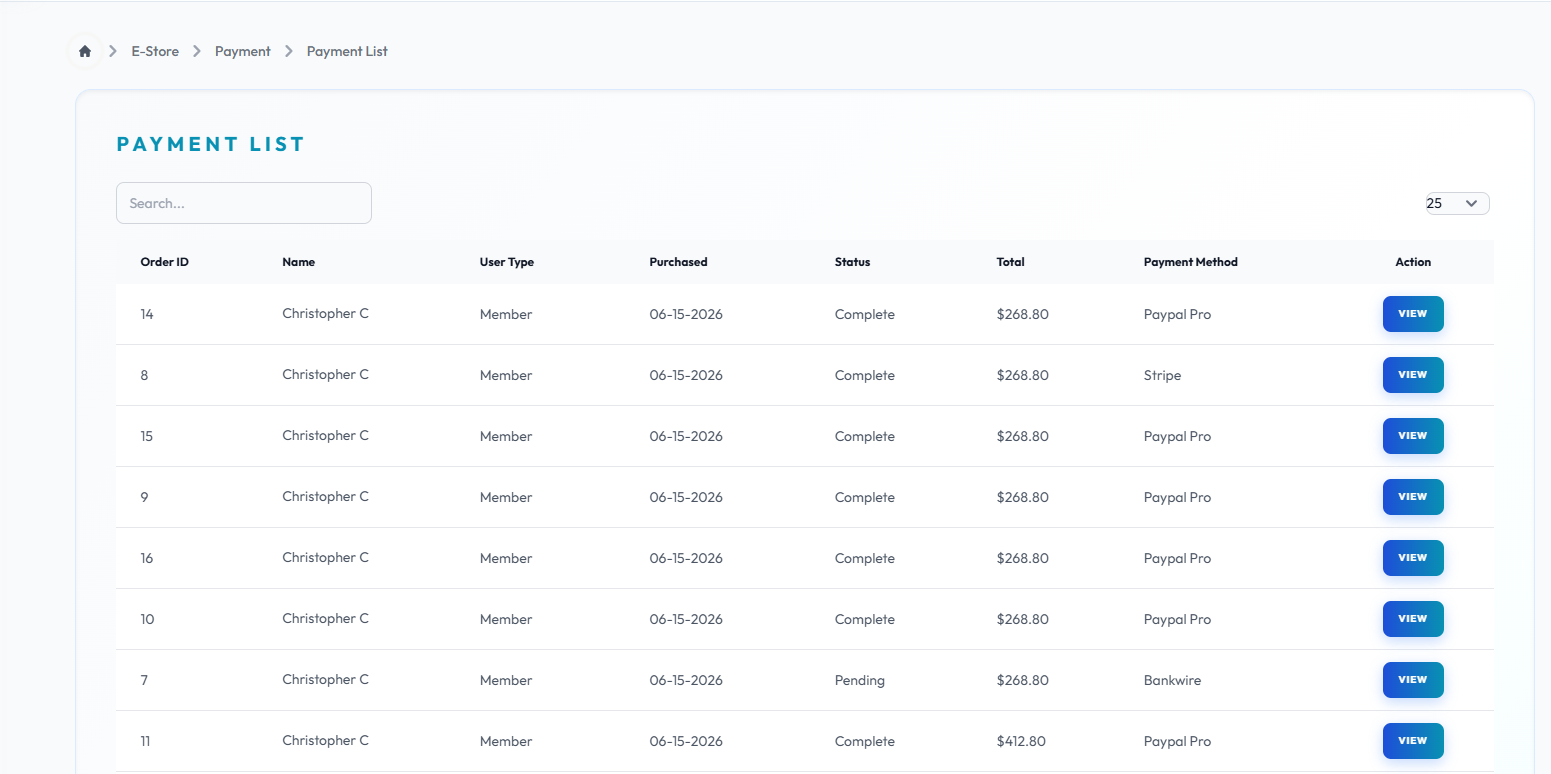 Payment List